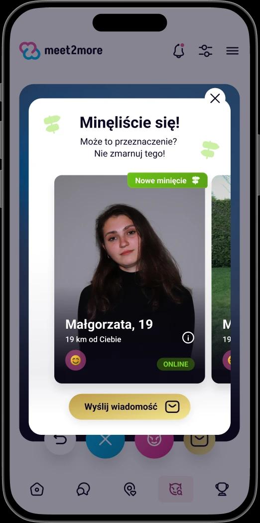 Ekran aplikacji pokazujący nowe spotkanie